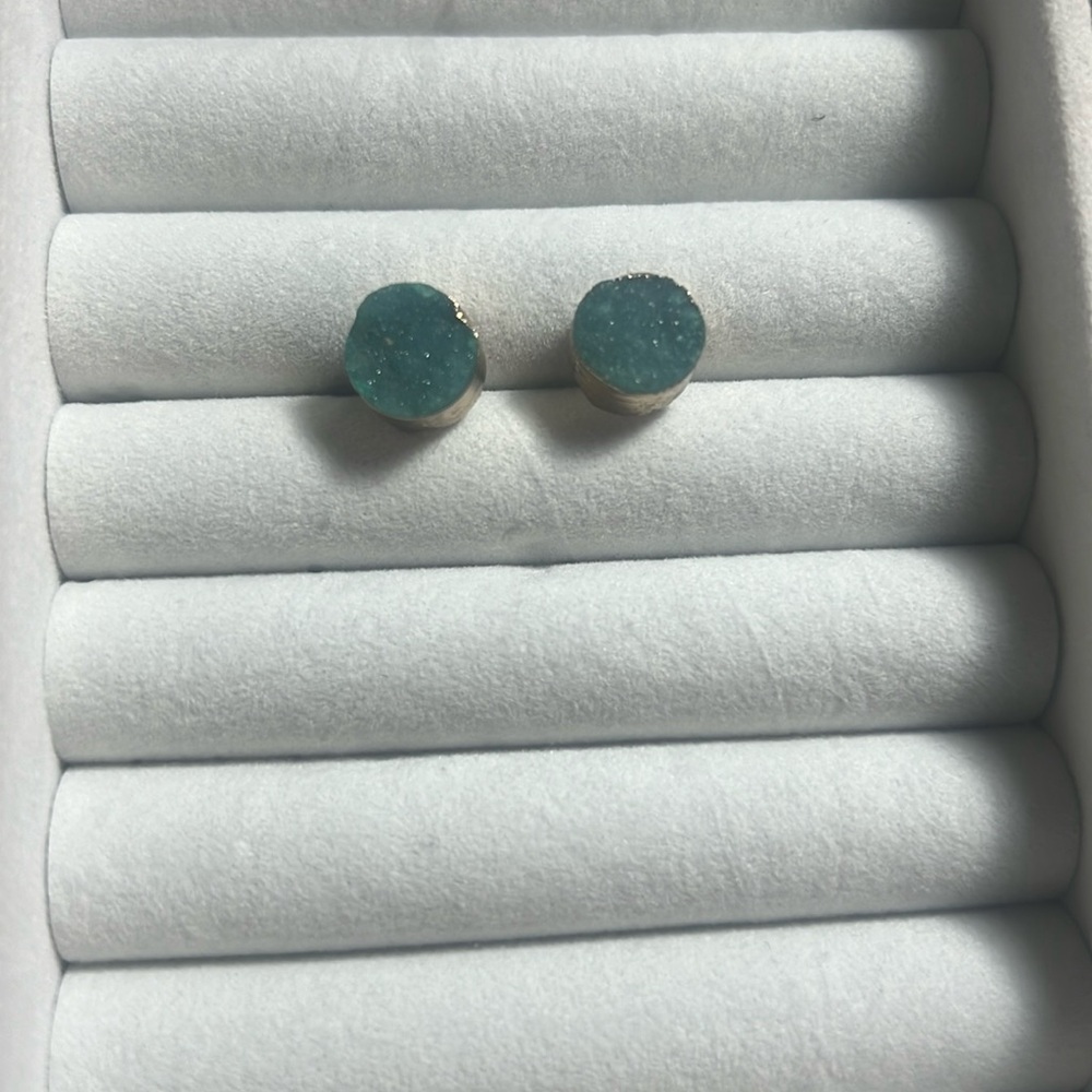Blue/green studs with gold rim